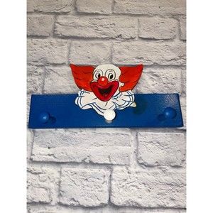 Bozo The Clown Wall Hook Rack in Blue and Red - Home Wall Decor